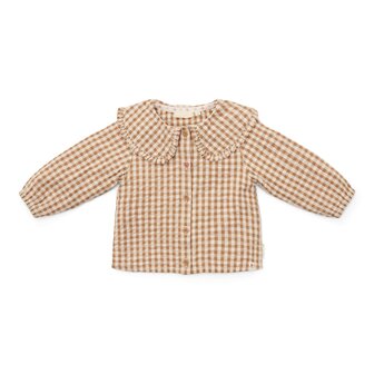 Little Dutch Blouse Brown check meisje