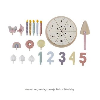 Little Dutch Houten verjaardagstaartje Pink &ndash; 26-delig