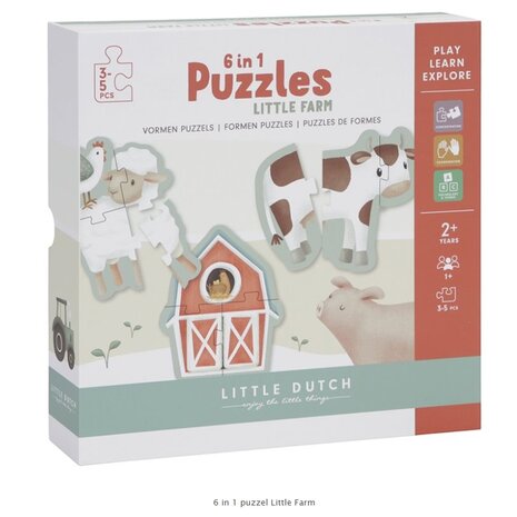 Little Dutch 6 in 1 puzzel Little Farm